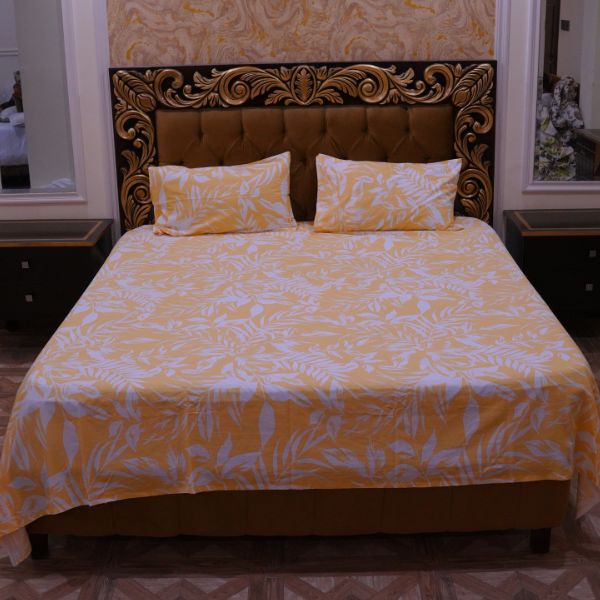 Yellow And White Printed Bedsheets