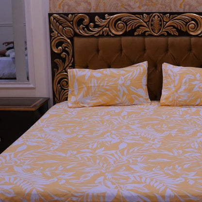 Yellow And White Printed Bedsheets