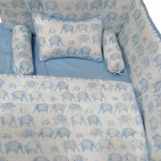 Elephant Theme Blue Crib Bedding Set