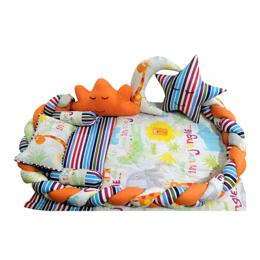 Jungle Theme 9-Piece Newborn Baby Braided Bumper Set