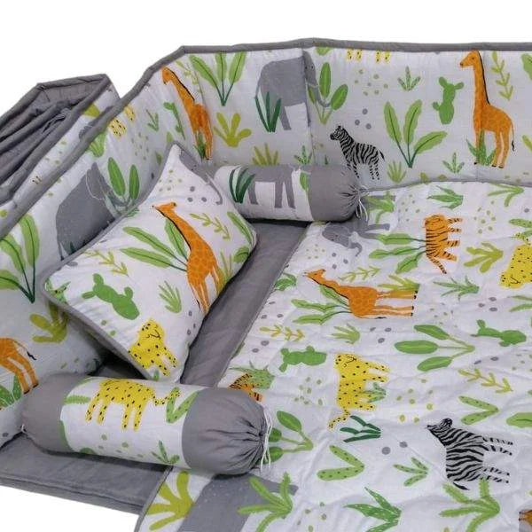 Jungle Theme Crib Bedding Set - Gray
