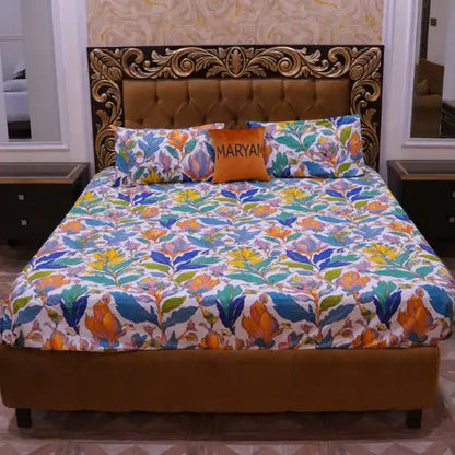 Multi Colorful Flower Pure Cotton Bedsheet