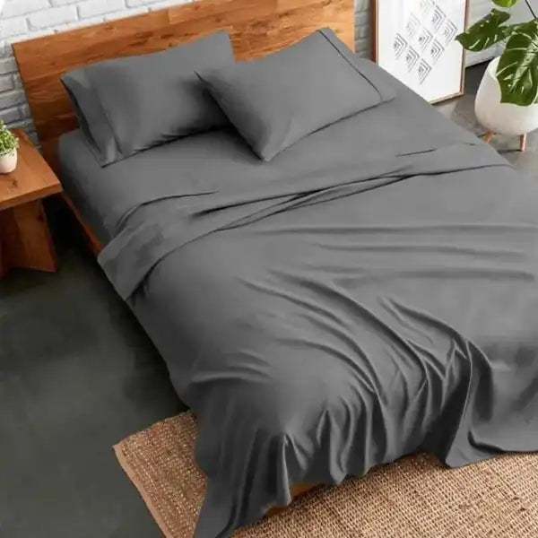 Plain Cotton Percale Bedsheet - GRAY