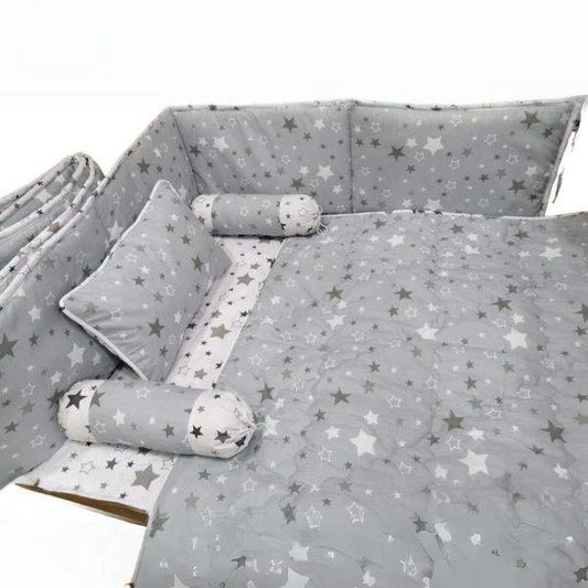 White & Grey Star Crib Bedding Set