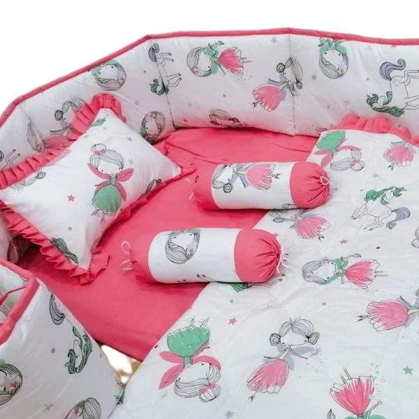 Doll With Pink Theme II Crib Bedding Set